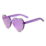 Unisex 'Mi Amor' Heart Shaped Rimless Clear Sunglasses Astroshadez-ASTROSHADEZ.COM-Purple Mirror-ASTROSHADEZ.COM