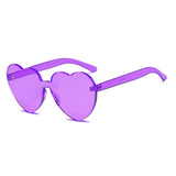 Unisex 'Mi Amor' Heart Shaped Rimless Clear Sunglasses Astroshadez-ASTROSHADEZ.COM-Clear Purple-ASTROSHADEZ.COM