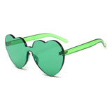 Unisex 'Mi Amor' Heart Shaped Rimless Clear Sunglasses Astroshadez-ASTROSHADEZ.COM-Dark Green-ASTROSHADEZ.COM