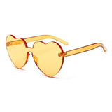 Unisex 'Mi Amor' Heart Shaped Rimless Clear Sunglasses Astroshadez-ASTROSHADEZ.COM-Orange Yellow-ASTROSHADEZ.COM
