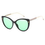Womens 'Corsa' Cat Eye Sunglasses Astroshadez-ASTROSHADEZ.COM-Black Frame Green-ASTROSHADEZ.COM