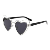 Womens 'Heart' Shape Wire Frame Sunglasses Astroshadez-SHAUNA Official Store-Silver Black-ASTROSHADEZ.COM