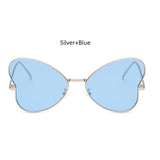 Womens 'Lindsey' Heart Butterfly Shaped Sunglasses Astroshadez-ASTROSHADEZ.COM-Silver Blue-ASTROSHADEZ.COM