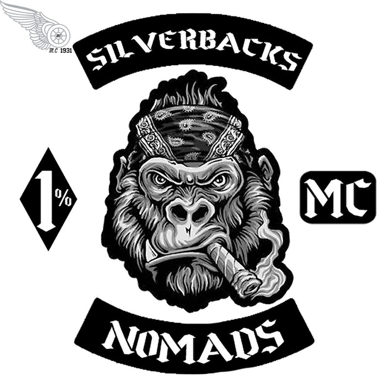 Nomads Silverbacks MC CREW BIKE IRON PATCHES PATCH SET –