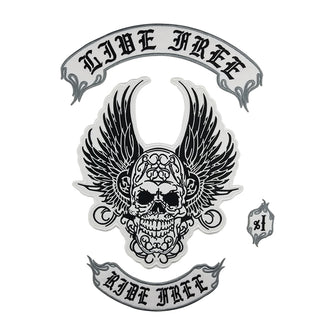 LIVE FREE RIDE FREE MC Biker Patch Set Iron On Vest Jacket Rocker Hells-ASTROSHADEZ.COM-ASTROSHADEZ.COM