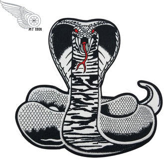 Black Cobra Snake MC Biker Patch Set Iron On Vest Jacket Rocker Hells XL LARGE-ASTROSHADEZ.COM-ASTROSHADEZ.COM