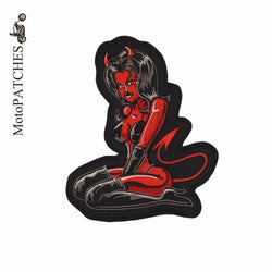 FEMALE GIRL RED BEAUTY DEVIL MC MOTORCYCLE BIKE IRON PATCH LARGE-ASTROSHADEZ.COM-ASTROSHADEZ.COM
