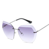 Womens 'Modena' Rimless Circular 2-Tone Colored Lens Sunglasses Astroshadez-Women's Sunglasses-Astroshadez-Silver F Gray-ASTROSHADEZ.COM