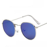 Unisex 'Fellow' Round Sunglasses-Women's Sunglasses-Love Will Remember-Silver F Blue-ASTROSHADEZ.COM