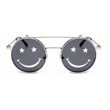 Unisex 'Smiley Face' Flip Lens Funny Happy Sunglasses Astroshadez-Sunglasses-Astroshadez-Silver Clear-ASTROSHADEZ.COM