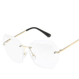 Womens 'Modena' Rimless Circular 2-Tone Colored Lens Sunglasses Astroshadez-Women's Sunglasses-Astroshadez-Gold F Flat mirror-ASTROSHADEZ.COM