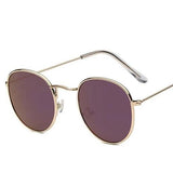 Unisex 'Fellow' Round Sunglasses-Women's Sunglasses-Love Will Remember-Gold F Purple-ASTROSHADEZ.COM