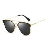 Womens 'Kang' Round Reflective 2020 Sunglasses Astroshadez-Women's Sunglasses-ASTROSHADEZ-Gold F Black-ASTROSHADEZ.COM
