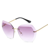 Womens 'Modena' Rimless Circular 2-Tone Colored Lens Sunglasses Astroshadez-Women's Sunglasses-Astroshadez-Gold F Gray-ASTROSHADEZ.COM