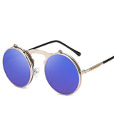Unisex 'Castaic' Flip Lens Round Vintage Sunglasses Astroshadez-Sunglasses-Astroshadez-Blue-ASTROSHADEZ.COM