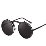 Unisex 'Castaic' Flip Lens Round Vintage Sunglasses Astroshadez-Sunglasses-Astroshadez-Black-ASTROSHADEZ.COM