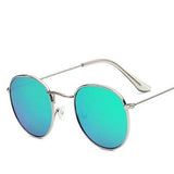 Unisex 'Fellow' Round Sunglasses-Women's Sunglasses-Love Will Remember-Silver F Green-ASTROSHADEZ.COM