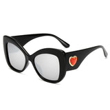 Womens 'Concordia' Cateye Heart Sunglasses Astroshadez-ASTROSHADEZ.COM-Black Silver-ASTROSHADEZ.COM